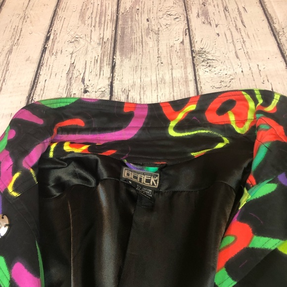 Vintage Berek Jacket Women's small Colorful Abstract Retro Graffiti Art core - Picture 7 of 12